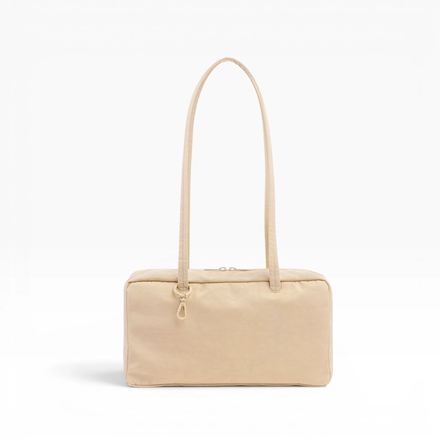 Baggu light tan nylon bowler bag with top handles