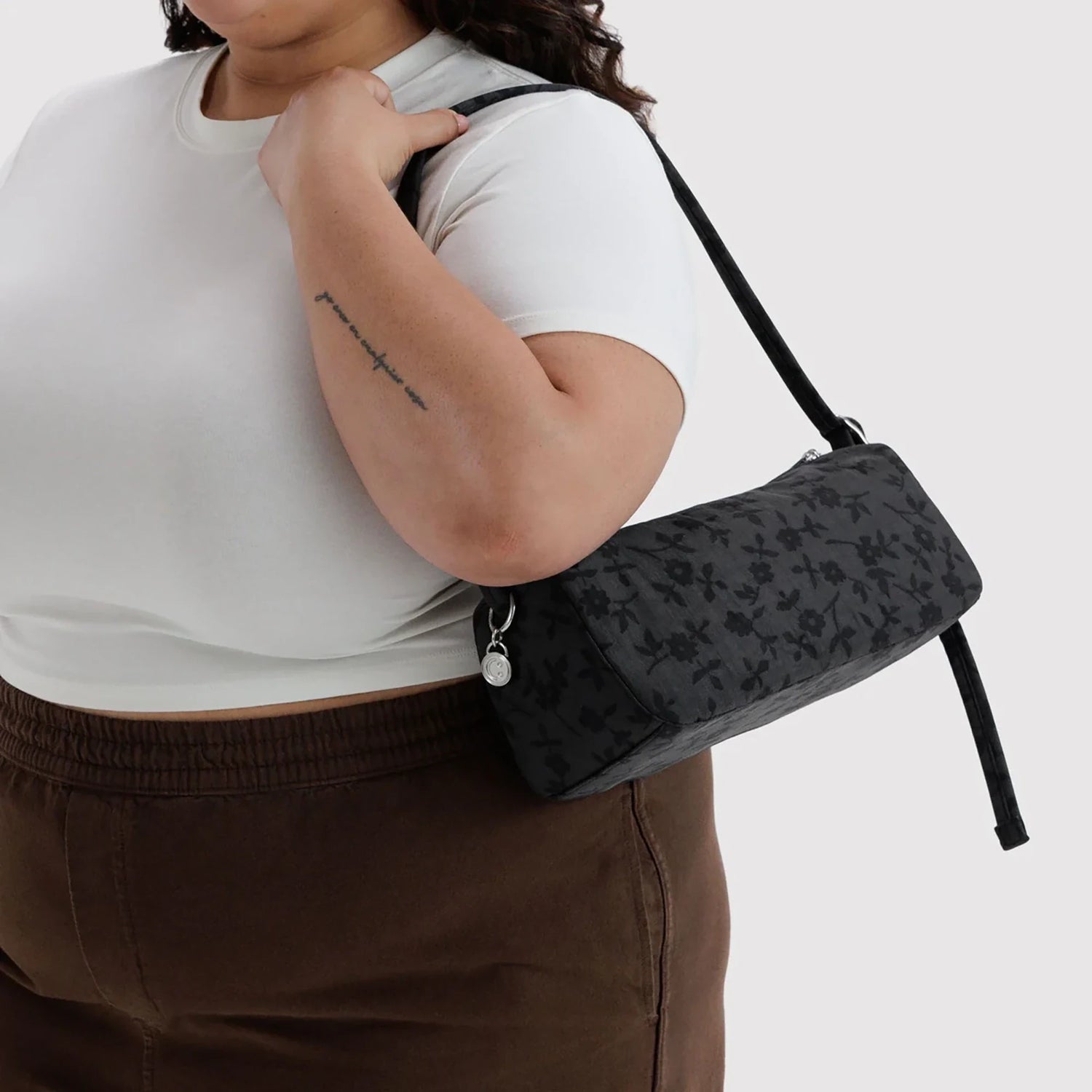 Baggu Nylon Loaf Bag - Charcoal Ditsy Floral