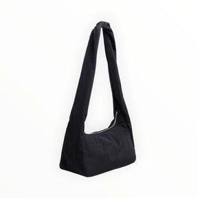 Baggu nylon meringue bag in black, slouchy tote with wide handles