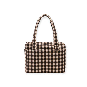 Baggu Small Cloud Carry-on - Blurred Gingham with gradient gingham pattern and dual top handles by Baggu.