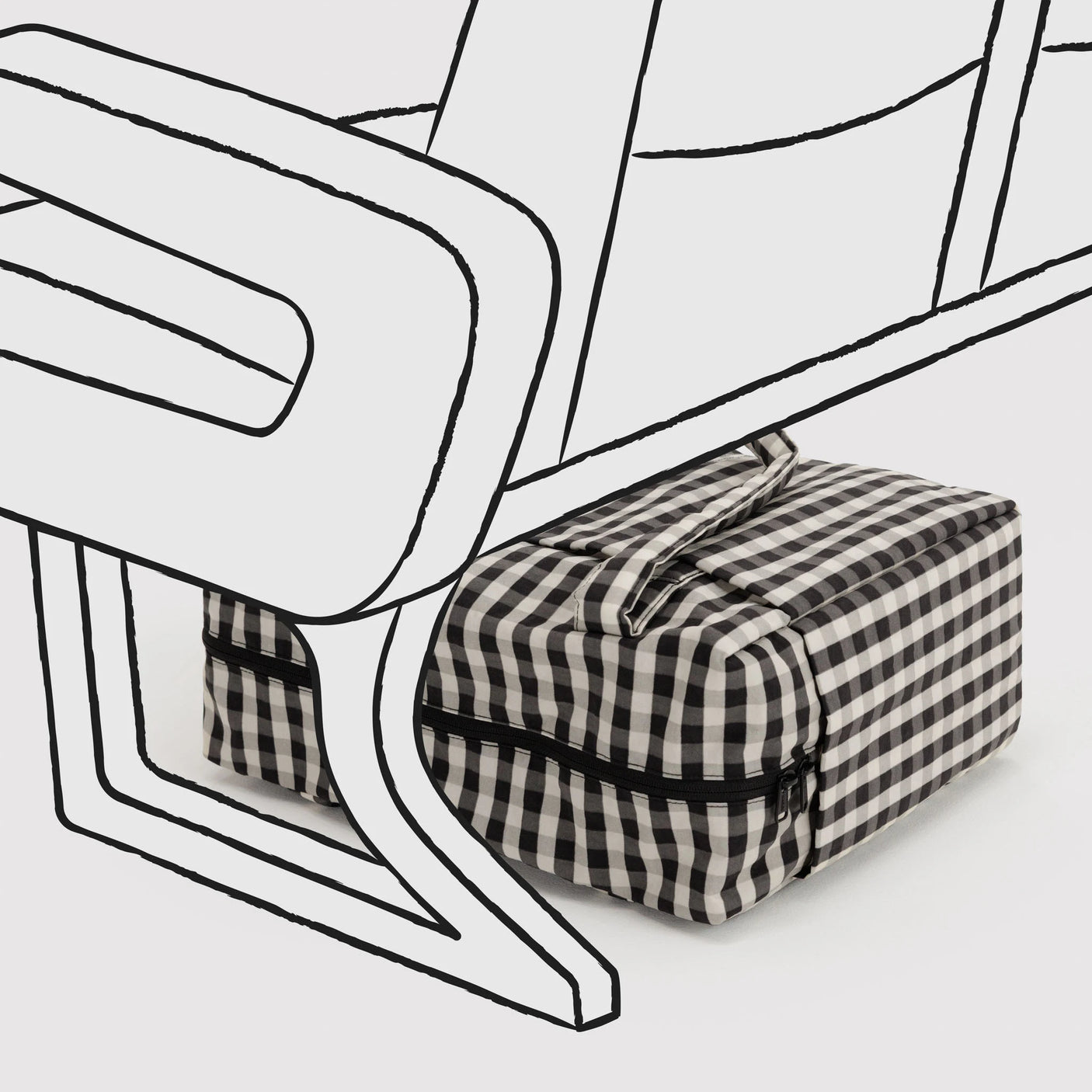 Baggu Small Cloud Carry-on - Black and Cream Gingham