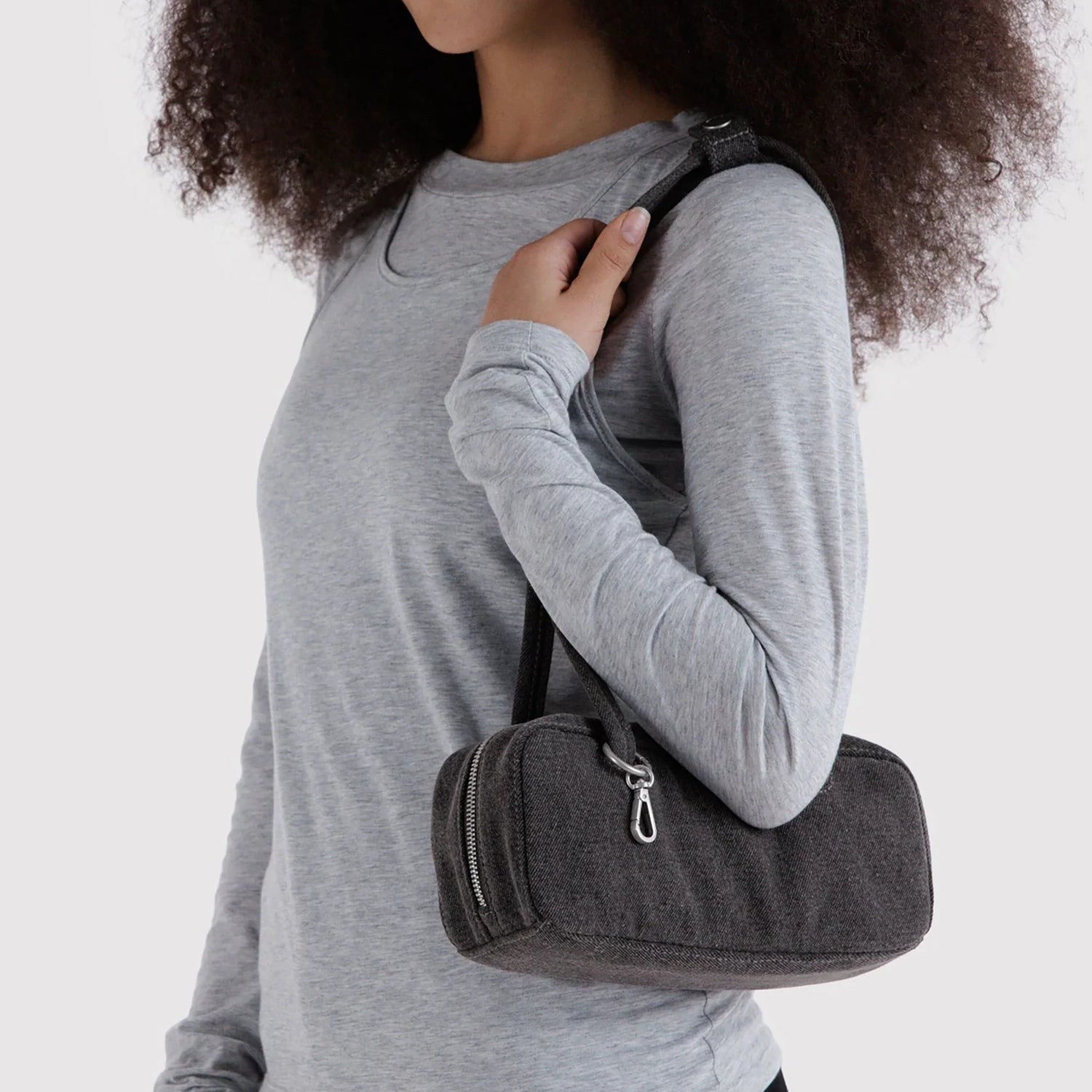 Baggu Small Denim Bowler Bag - Washed Black