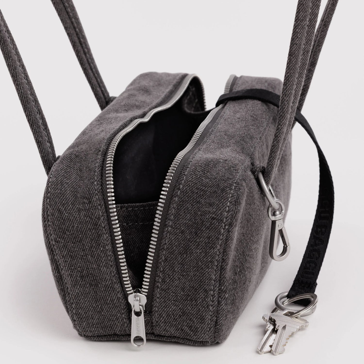 Baggu Small Denim Bowler Bag - Washed Black