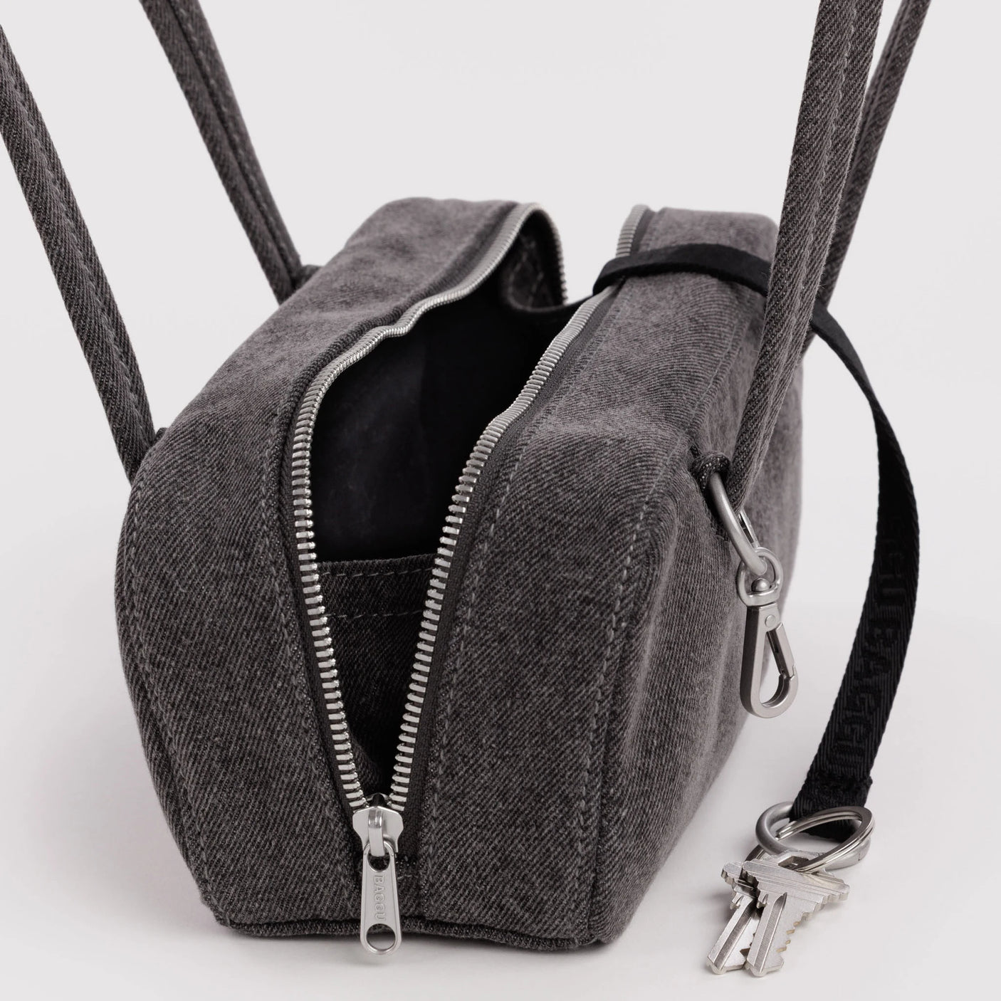 Baggu Small Denim Bowler Bag - Washed Black