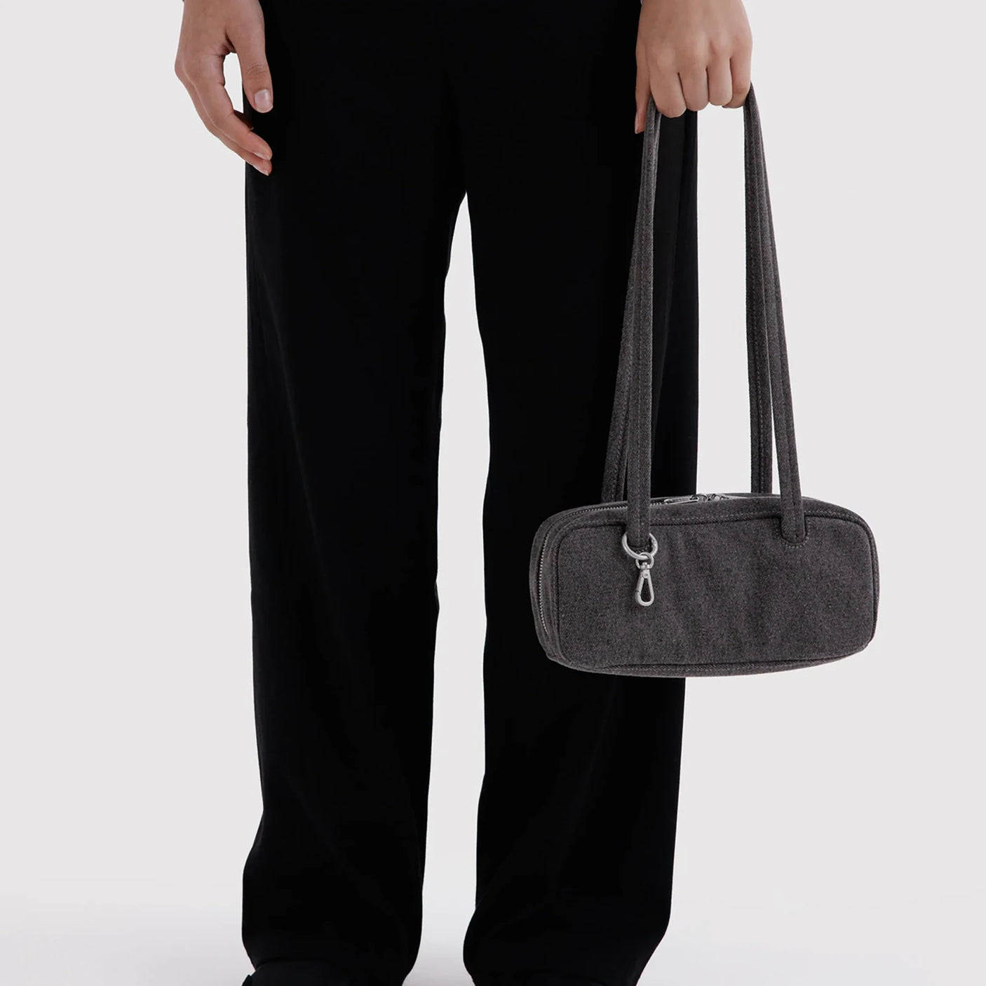 Baggu Small Denim Bowler Bag - Washed Black