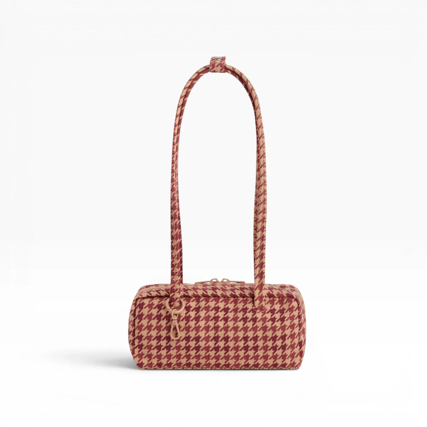 Baggu Small Bowler Bag - Tan Houndstooth