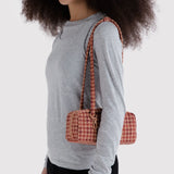 Baggu Small Bowler Bag - Tan Houndstooth