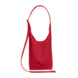 Baggu Small Nylon Sling in Candy Apple red with an extended strap against a white backdrop.