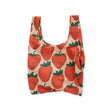 The Baggu Standard Reusable Bag - Strawberry by Baggu is a sustainable nylon tote bag adorned with a charming strawberry print on a white background.