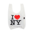 White reusable tote bag with I ♥ NY graphic on the front