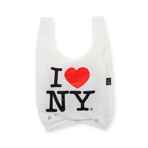 White reusable tote bag with I ♥ NY graphic on the front