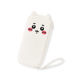 Plush zipper case with cute bear face and dangling strap