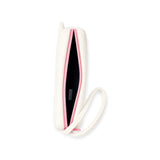 Plush zipper case with strap, pink zipper, black interior