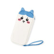 Hachiware zipper case with strap, white pouch with blue cat face and strap