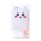 White zipper case pouch with pink-faced Chiikawa character and soft ears