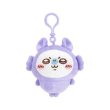 Purple Chiikawa pyjama plush keychain with face and small ear details