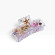 Seashell box claw clip with clear lavender frame and seashell, starfish, coral charms