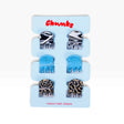 Micro claw hair clip set on a card: zebra, blue cracked, and leopard designs.