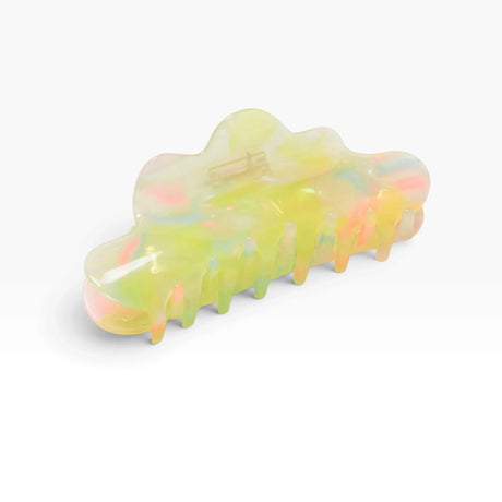 Sherbet jelly translucent claw hair clip with pastel yellow, pink, and green tones