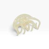 Pearl shimmer octopus-claw hair clip, large scalloped claw shape, iridescent finish