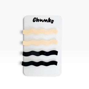 Wavy hair slide clips set: cream and black pieces on display card