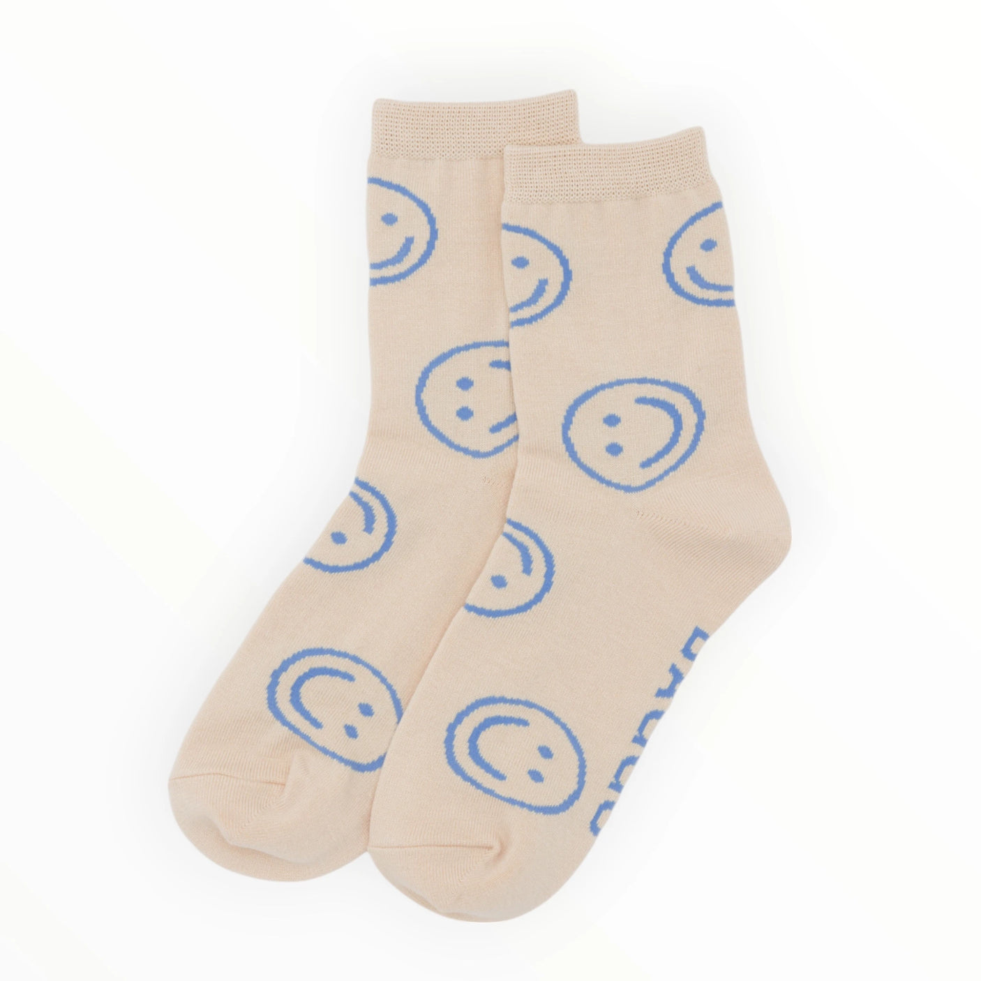 Baggu Crew Socks - Ecru Periwinkle Happy