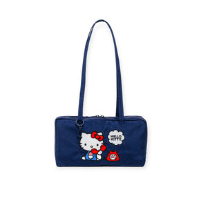 Navy Hello Kitty x Baggu Nylon Bowler Bag with Hello Kitty graphic and adjustable shoulder straps, gallery view 1