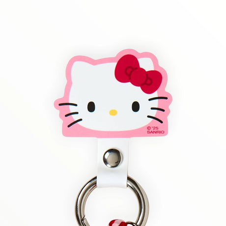 Hello Kitty keyring connector on white strap holder with metal ring