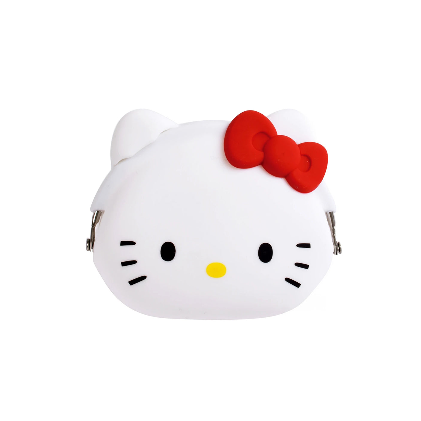 This Hello Kitty Purse Clutch, crafted in the shape of a kawaii cat with a red bow and metal clasp, perfectly captures the brand's style with its simple face design. It's an adorable accessory for any Hello Kitty fan.