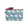 Hello Kitty Zipper Pouch Case by Hello Kitty: This blue pouch, crafted from durable silicone material, features an adorable design of a white cartoon cat dressed in a red bow and overalls. The delightful red bow zipper pull serves as the perfect finishing touch.