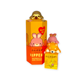 Funbarus Hippers blind box with stack of three colorful animal mini figures for decorating electronics and accessories