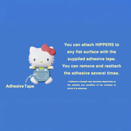 Hello Kitty Hippers adhesive tape instruction graphic with mini figure