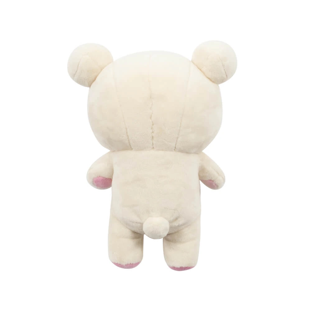 The Rilakkuma Korilakkuma Small Plush - 20cm is shown from the back, standing upright with small round ears and a short tail on a white background to highlight its premium softness.