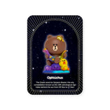 Ophiuchus, the hidden 13th astrological sign from November 29 to December 17, features on a starry card with a toy bear and chick holding stars and a magic staff. It's part of the Mighty Jaxx Kwistal Line Horoscope Primus Blind Box series.