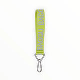 Citron green Baggu logo keychain strap with silver lobster clasp