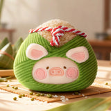 LuLu The Piggy - Dim Sum Food Hunter Keychain Blind Box featuring a plush piggy in a green textured dumpling costume by LuLu The Piggy