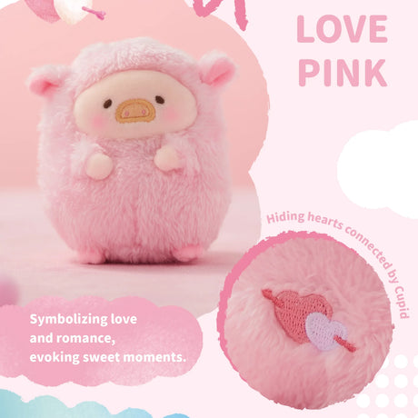 LuLu The Piggy - Rainbow Sheep Plush Blind Box: A cute LuLu the Piggy plush with rainbow sheep design, round ears, embroidered details, and heart accent—ideal as a keychain plush and perfect for fans of love, romance, and pastel colors.