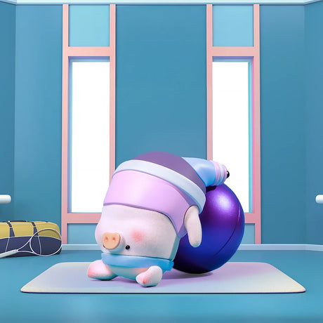 The LuLu The Piggy - Fitness Club Blind Box collectible from LuLu The Piggy features a plush figure balancing on a ball.