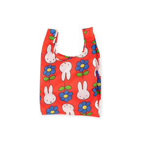 Red baby tote bag with Miffy bunny and flower print