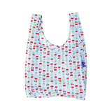 Standard Baggu tote bag with all-over Miffy garden characters, light blue with red accents