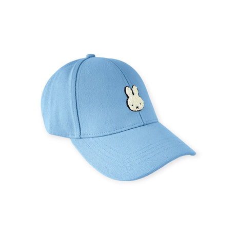 Side perspective of light blue Miffy Bunny Cap with embroidered white Miffy head on front panel gallery position 1