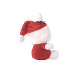 The Miffy Keychain Plush - Santa 10cm, from the brand Miffy, features a cute red Santa hat and outfit while sitting with its back turned. Filled with eco-friendly recycled PET material, it offers a charming and sustainable holiday companion.