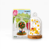 Re-ment Miffy terrarium dome figure with small tree and star-burst rabbit scene, in box