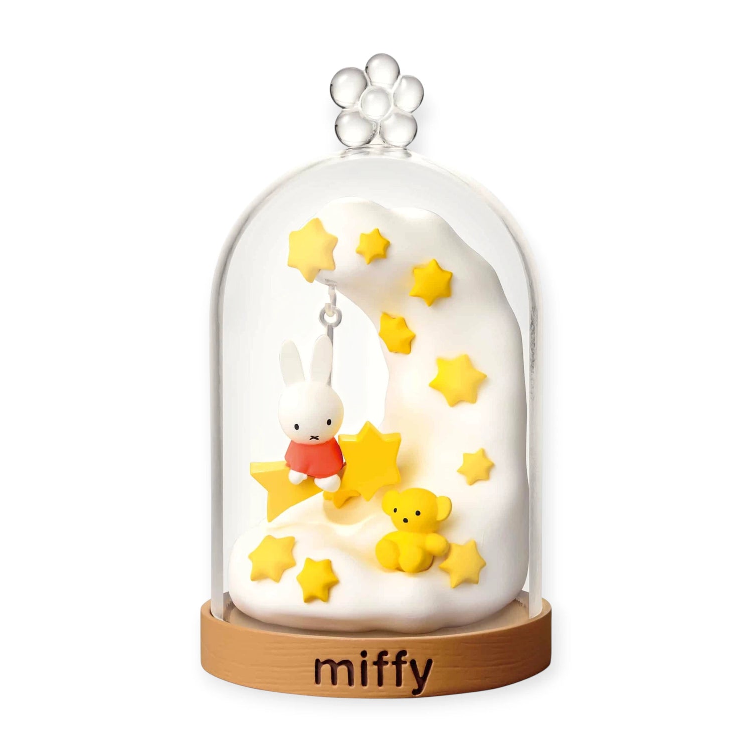 Miffy terrarium dome with rabbits and yellow star confetti decoration