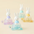 Rabbit blind box figure in translucent light-blue and pink cone dress
