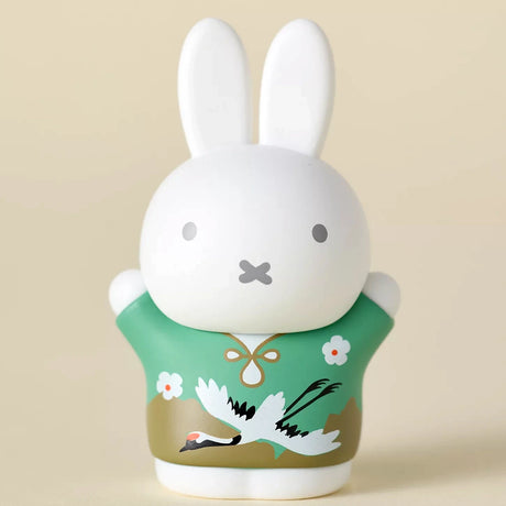 Single 6cm Miffy figure in green robe featuring crane and floral motifs on beige background