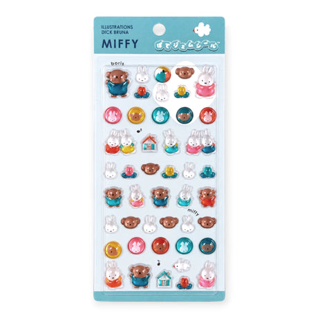 Miffy character 3D bubble stickers sheet with many small round figures and seals