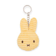 This off-white Miffy Flat Corduroy Keychain features a bunny head with long ears and a simple facial expression, made from ribbed corduroy fabric reminiscent of the classic plush keychain style.