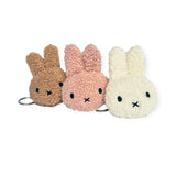 Three eco-friendly Miffy Keychain Tiny Teddy Plush characters in brown, pink, and white feature black eyes and small "X" mouths.