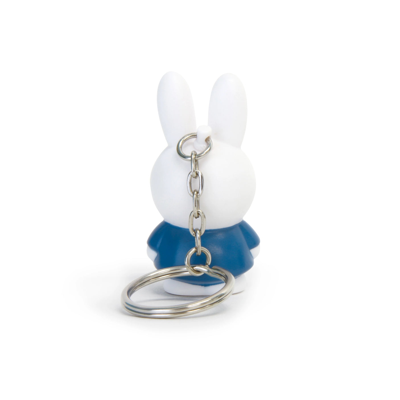 The Miffy Keychain - Classic by Miffy has a charming design, featuring a white rabbit in a cute blue outfit, seen from the back.